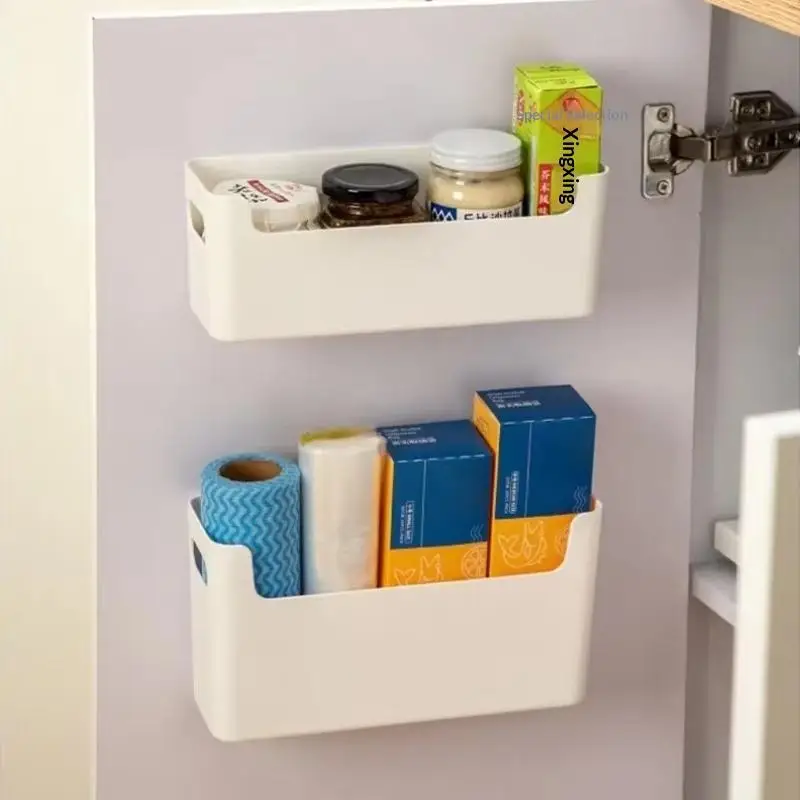 Non Perforated Cling Film Rack Inside Shelf Shelves Cabinet Wall Spice Rack Cabinet Door Organizer For Kitchen