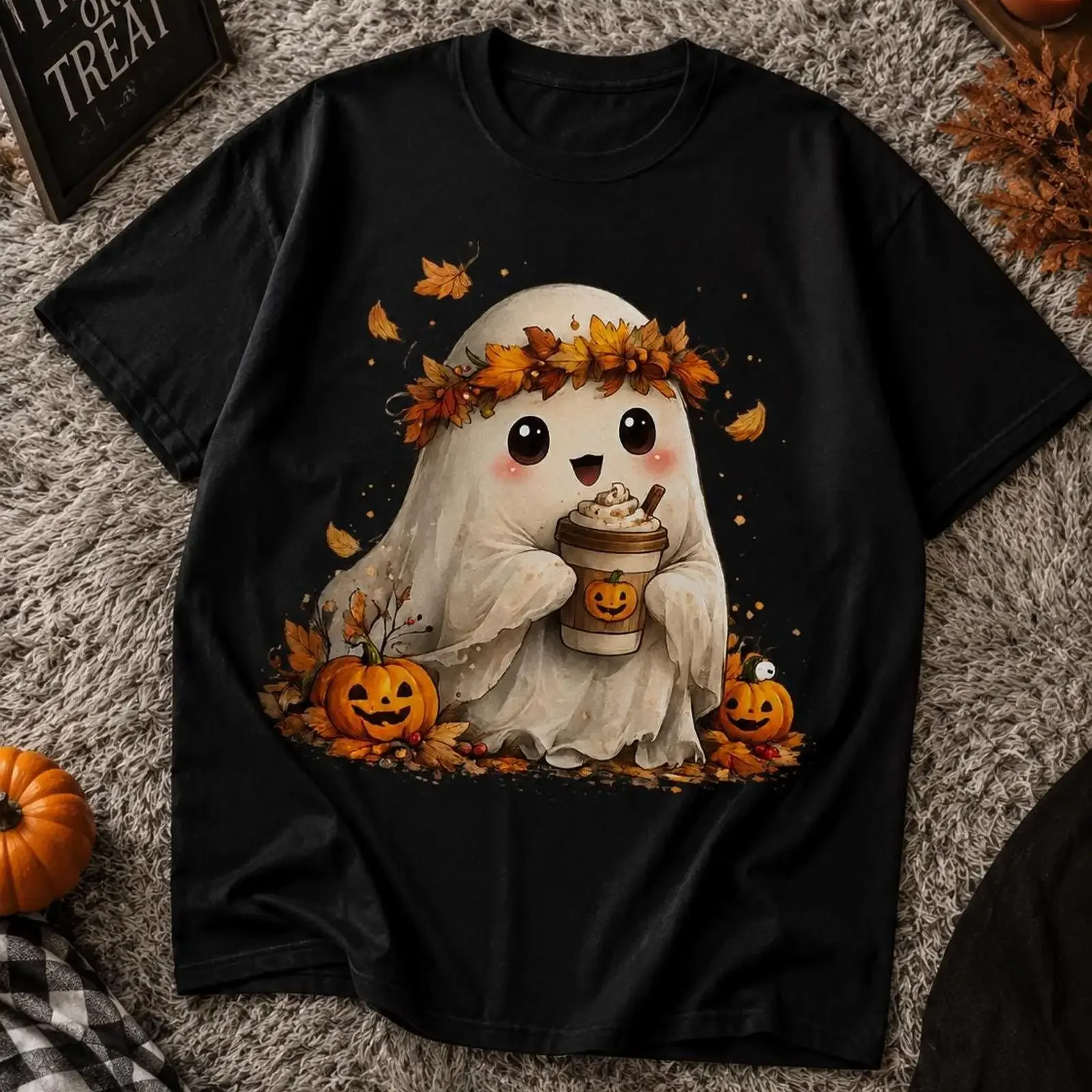 Retro Ghost Driving Pumpkin Car PNG Spooky Halloween Sublimation Design Instant Download vintage Washed Comfortable