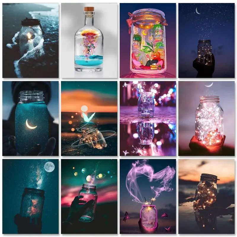 

GATYZTORY Acrylic Painting By Numbers Luminous Bottle Scenery Coloring On Number On Canvas For Adults Diy Gift Picture Drawing C