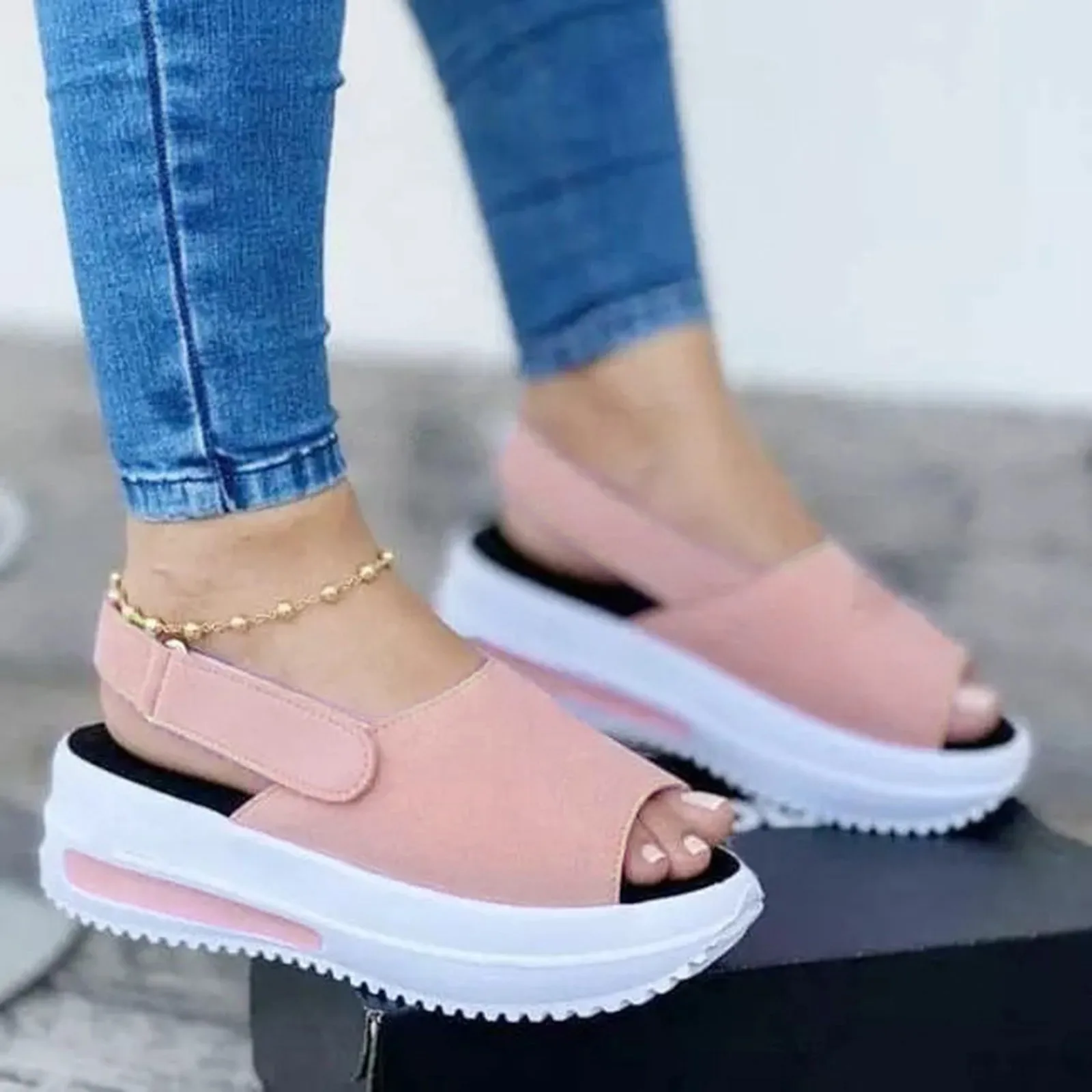 Summer Women's Shoes Platform Sandals Stretch Fabric Fashion Shoes Women Comfort Walking Ladies Sandalias Female Casual Footwear