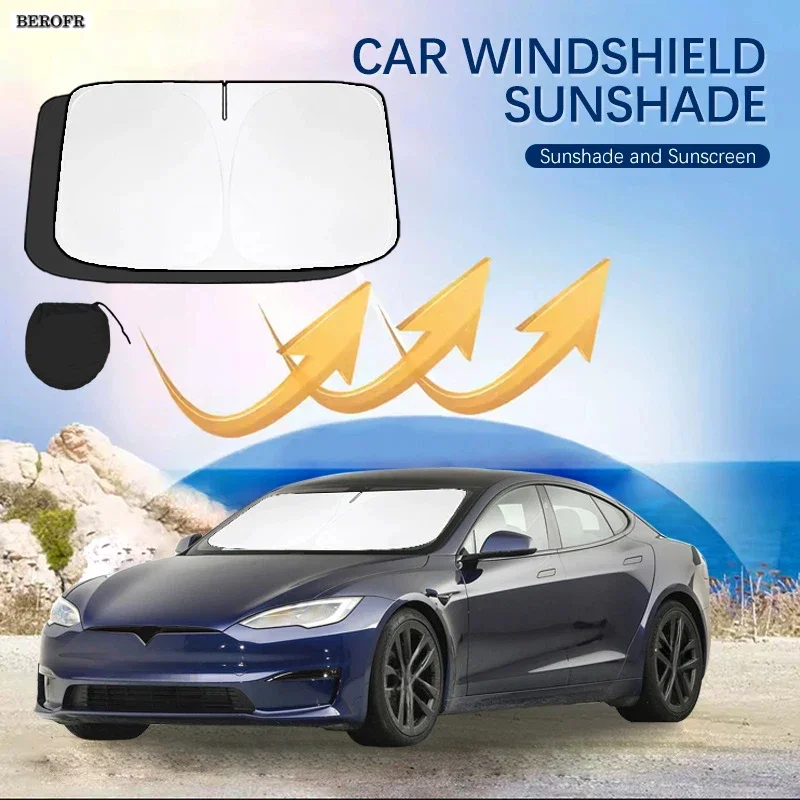 Car Windshield Sun Shade Covers Front Window Sunscreen UV Parasol For Tesla Model S Model3 ModelX Summer Car Accessories