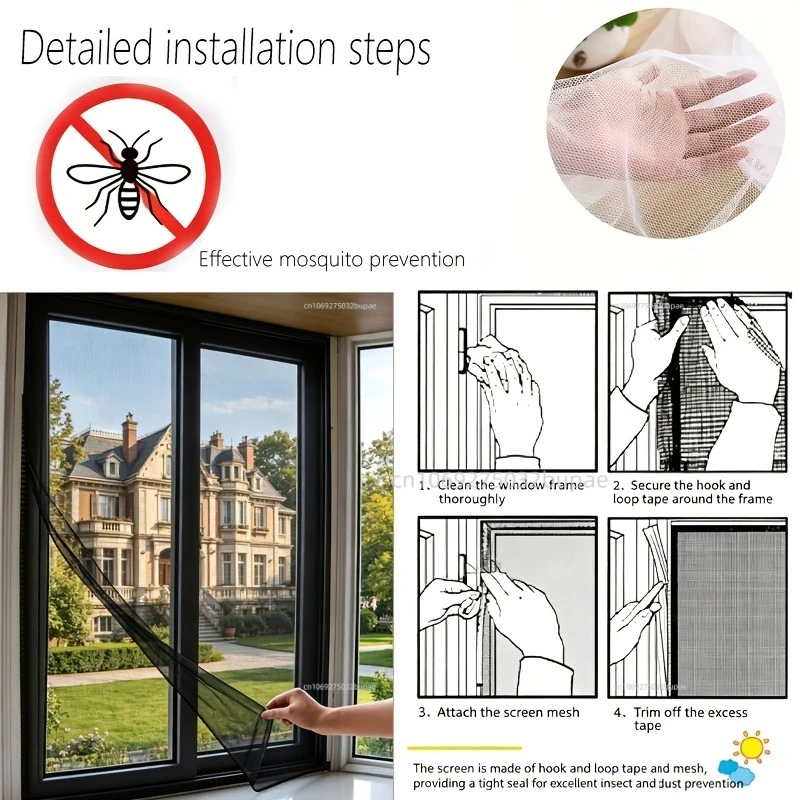 Rede Anti-Mosquito para Interiores, Cortina de Tule Protetora para Janelas e Portas, Têxtil Doméstico e para Jardim