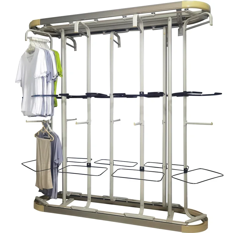 

Rotating hanger 360-degree multi-functional cloakroom cabinet floor-to-ceiling metal hanger