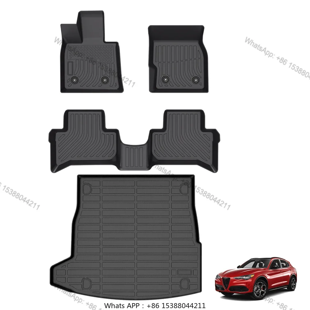 Factory Wholesale Boot Tray Carpet 3D Tpe Car Floor Mat With Car Trunk Mat For Alfa Romeo Stelvio Stelvio Quadrifoglio 2018-2024