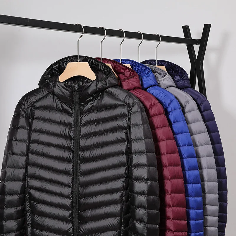 Leichte wasserdichte klappbare Daunen jacke mit Kapuze neue Herren Business Freizeit Frühling und Herbst Mantel Jacke Herren