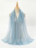 1pc Lightweight Breathable Fashion Sequin Headscarf Solid Color Gauze Scarf Sequin Shawl For Women 6