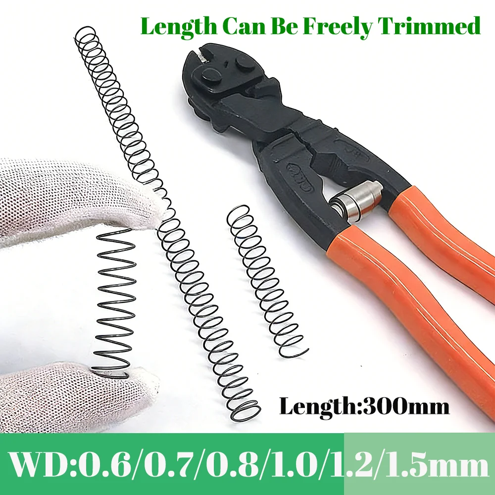 Length 11.8In Compression Spring Wire Diameter 0.6/0.7/0.8/1.0/1.2/1.5mm Long Pressure 65Mn Steel Springs for DIY Printer (2pcs)