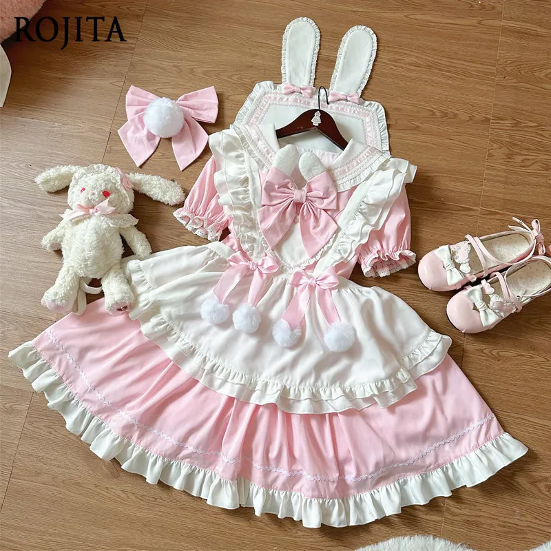 

Japanese Original Design Lolita Dress 2026 New Sweet and Cute Navy Collar OP Dress for Women Kawaii Dress with Apron