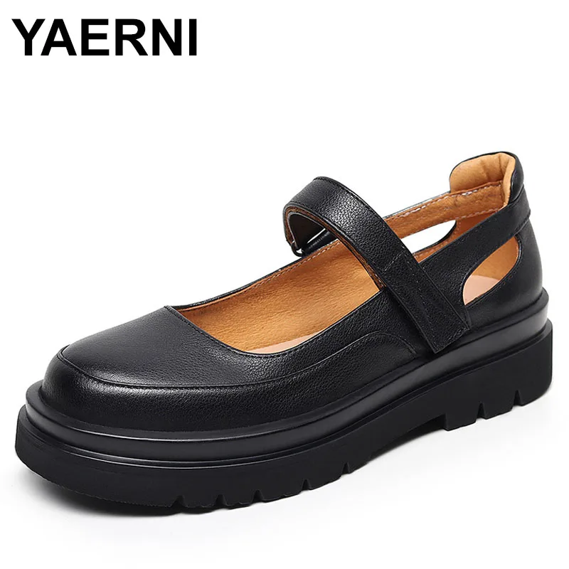 

Top quality Shallow Loafers Women Casual Mary Janes Flat Shoes Ladies Real Cowhide Buckle Strap Single Shoes Big Size 35-40