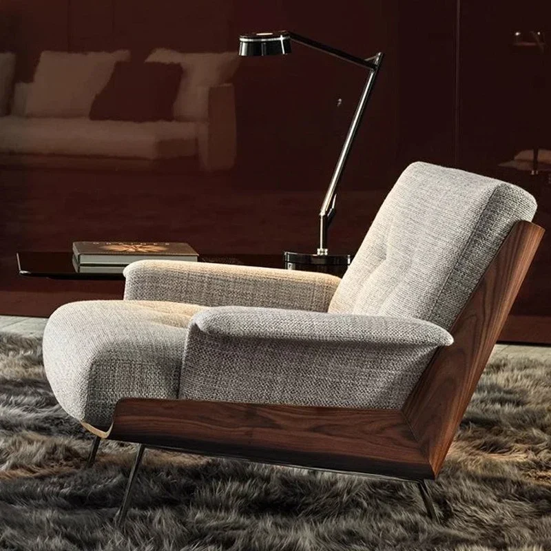 

Italian Style Light Luxury Genuine Leather Sofa Chair Designer Modern Minimalist Lazy Single Leisure Chair