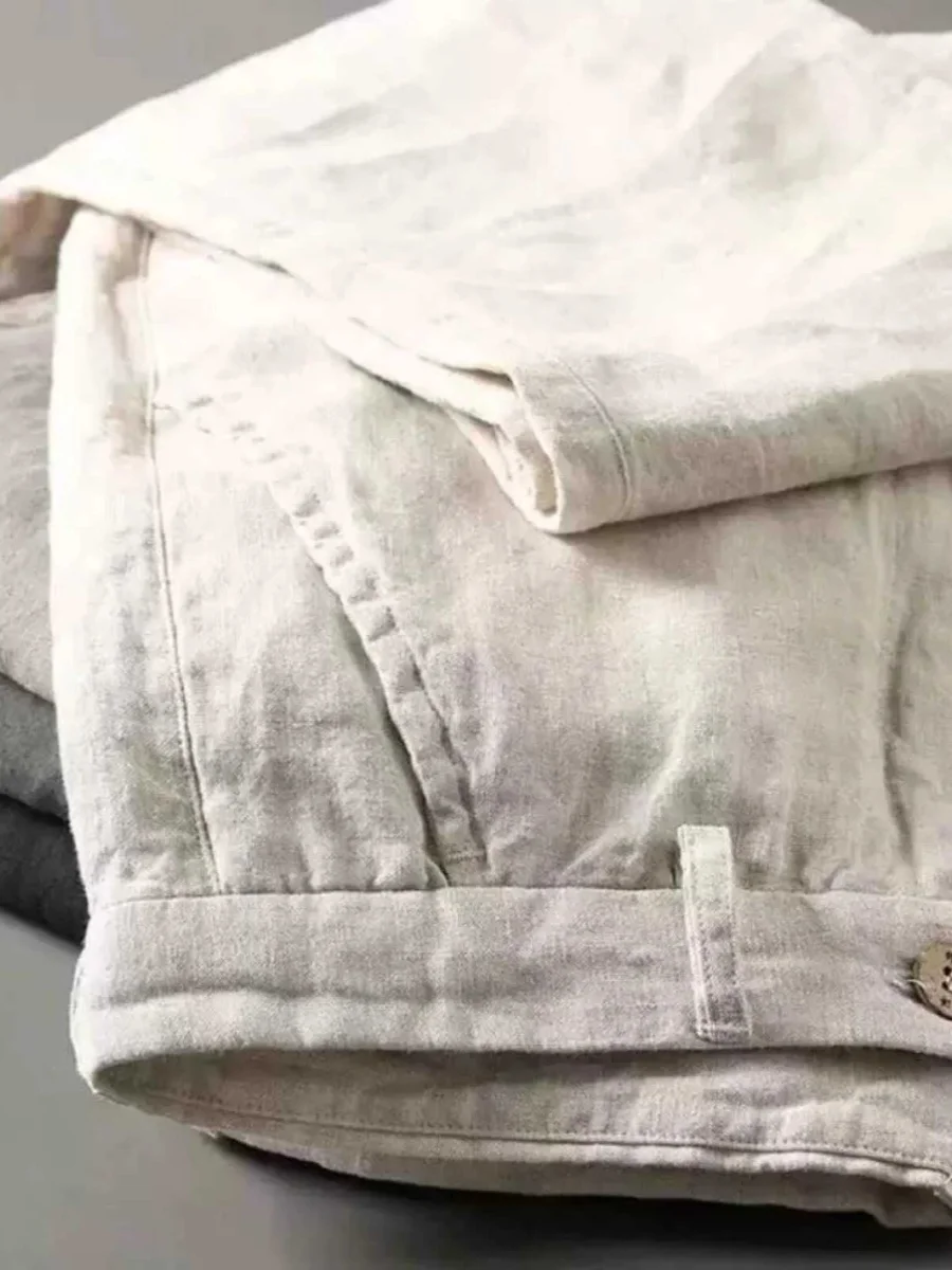 

Summer Thin Linen-Like Pants Korean Loose Straight Leg Khaki Long Casual Retro Sle Men's Suit Pants Breathable Comfortable