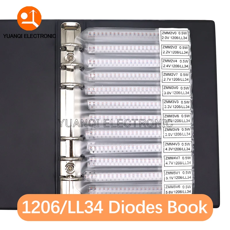 LL34 SMD Zener Diode Sample Book LL4148 1/2W 2V-47V 34Values Package 0.5W Series Commonly Used Assorted Kit