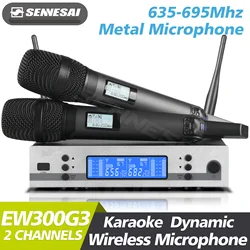 Top Quality！Ew300-G3 Professional Dual Wireless Microphone Stage Performance 2 Channels 600-699 UHF Karaoke Metal Handheld e835