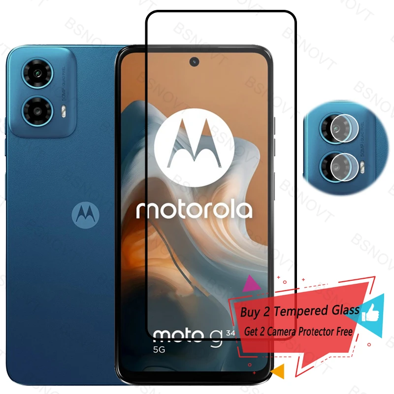 Full Cover Glass For Motorola Moto G34 5G Screen Protector Tempered Glass For Moto G34 Glass For Moto G34 G 34 5G Camera Lens