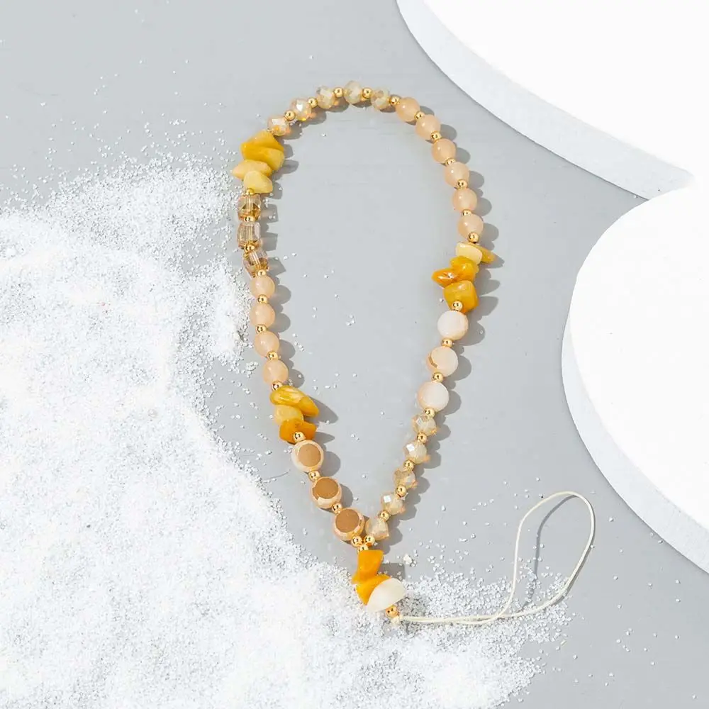 Phone Chain Mobile Phone Accessories Crystal Stone Beads Lanyard Mobile Phone Strap Letter Beads Chain Cell Phone Lanyard