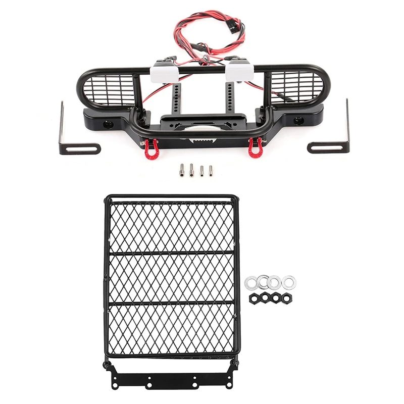 

For TRX4 Metal Front Camel Trophy Bumper With 1/10 RC Car Rock Crawler Metal Roof Rack Luggage Carrier