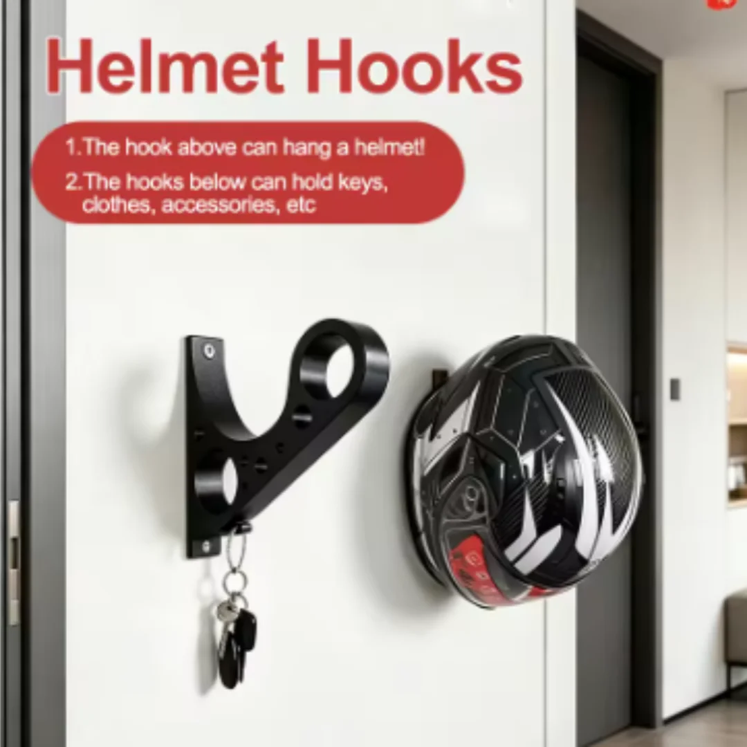 Wall Mount Motorcycle Helmet Holder Hook,Anti Scratch Rack For Full Face Helmet Garage Storage,Multi Purpose Key Display Bracket