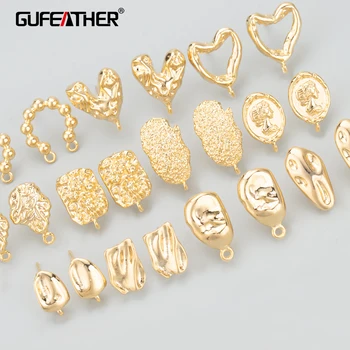 GUFEATHER, 6 unids/lote, MD33, accesorios de joyería, chapado en rodio de oro de 18k, cobre, hecho a mano, dijes, pendientes diy, fabricación de joyas
