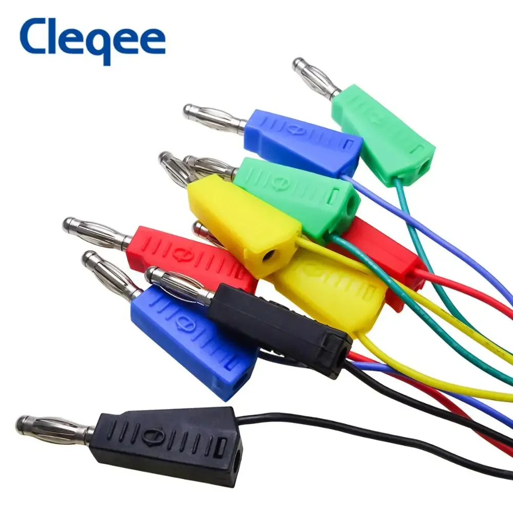 Cleqee P1532 10 stks Dupont Male naar Stapelbare Banaanstekker Siliconen Jumper Kabel 26AWG Draad Voor Broodplank Elektronische DIY