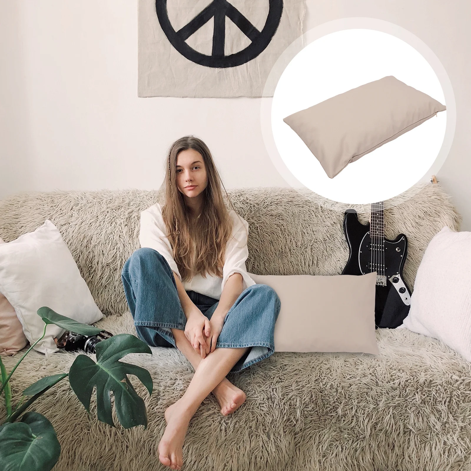 

2 pcs Waterproof Pillow Covers Polyester Smooth Zipper Design Outdoor Cushion Cover Car Pillowcase For Long Lasting Use