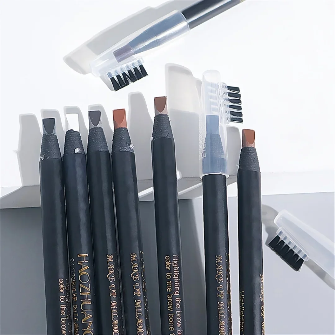 Pull Eyebrow Pencil Black Leather Makeup Wild Line Eyebrow Pencil Waterproof Hard Core Flat Head Pencil White Pen