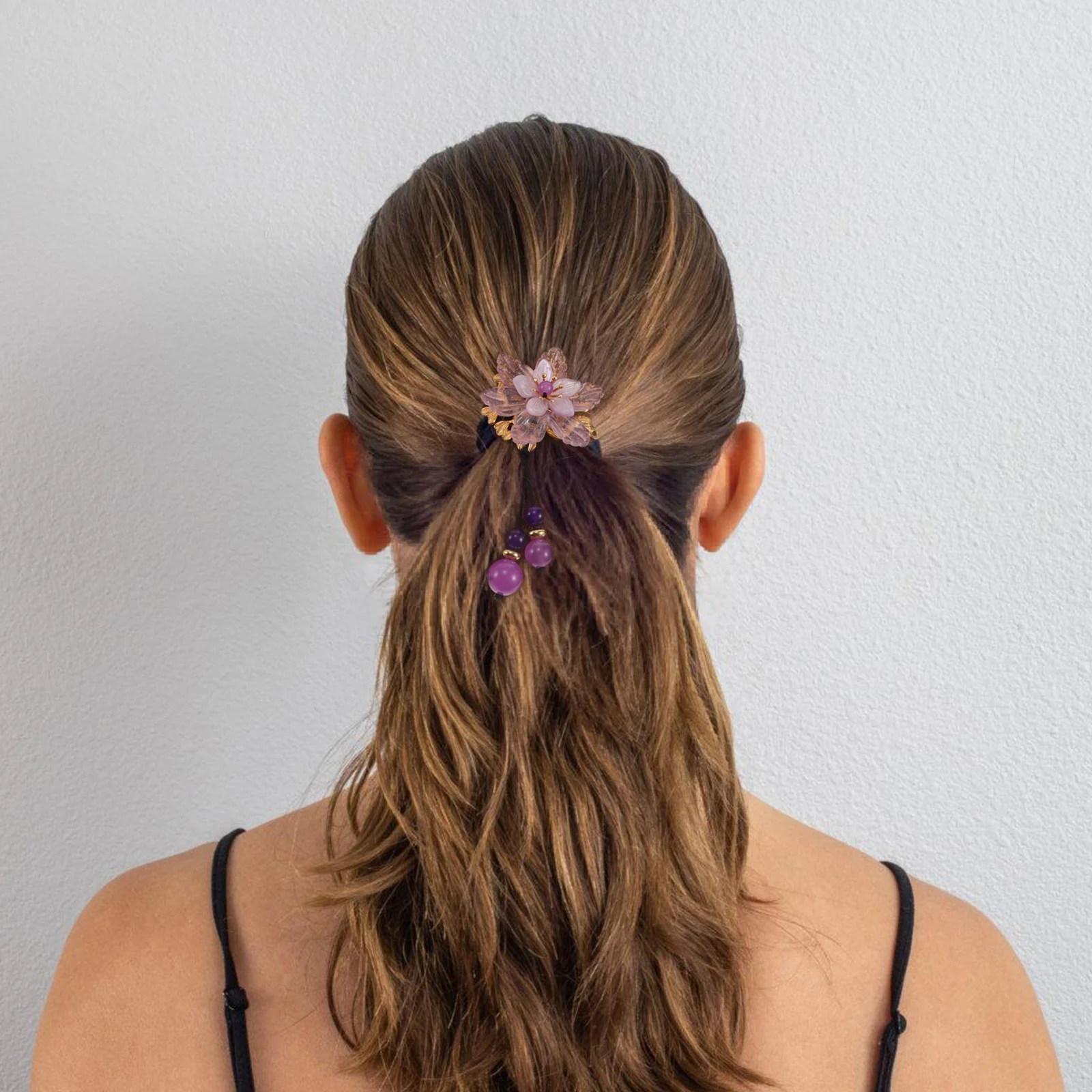 2Pcs Vintage Chinese Style Hair Tie Thick Elastic Ponytail Holders High Elasticity Soft Fabric Stretchy Hair Bands for Women