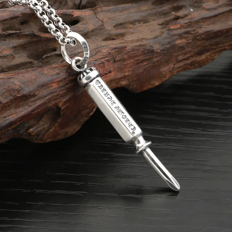 925 sterling silver fashionstylish creative screwdriver pendant punk style men and women hip hop necklace pendant