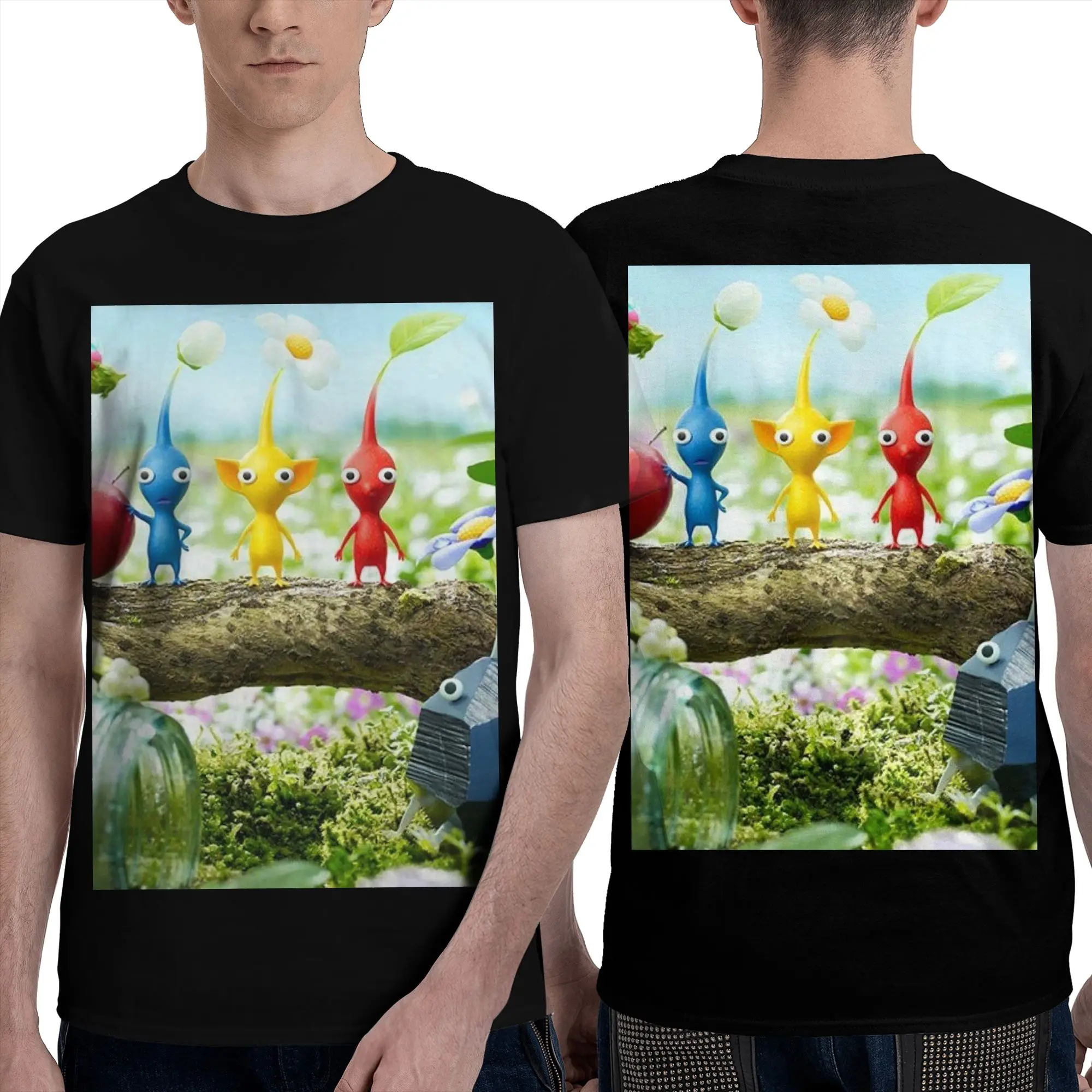 100% Cotton Pikmin  T-Shirt Men's Double Sided T Shirt Men O-Neck Summer Shirts Tops S-6XL