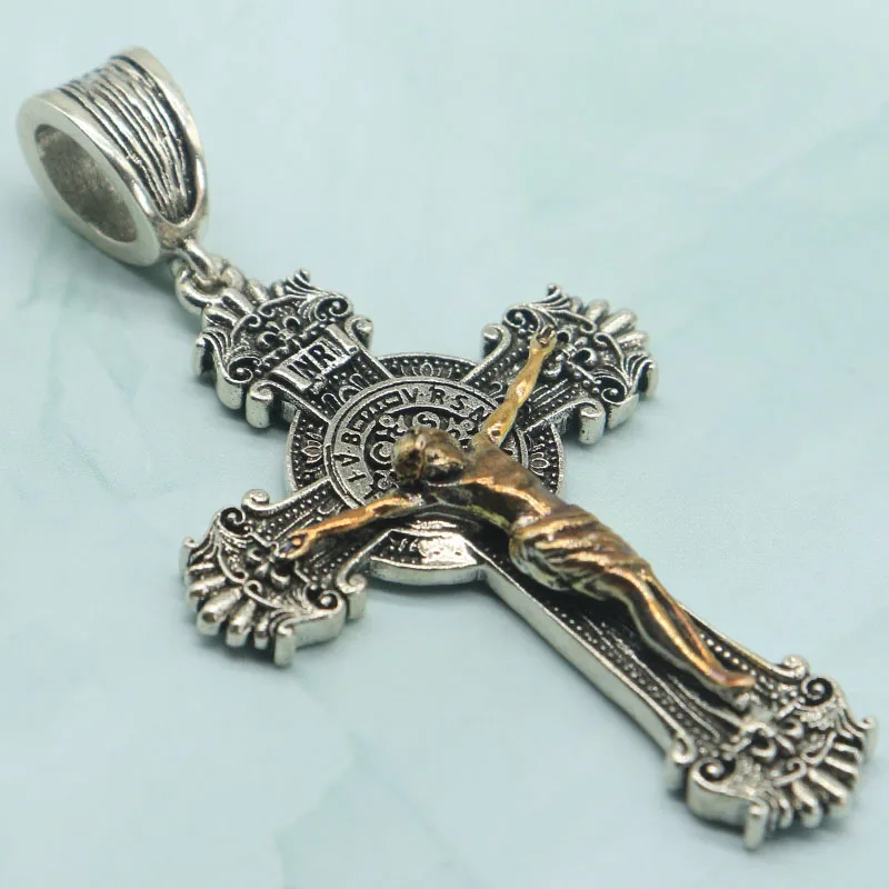 Buy 3 Get 1 Free 12g Faith & Protection: Stainless Steel Crucifix & St. Benedict Medal Mens Pendant SheCrown