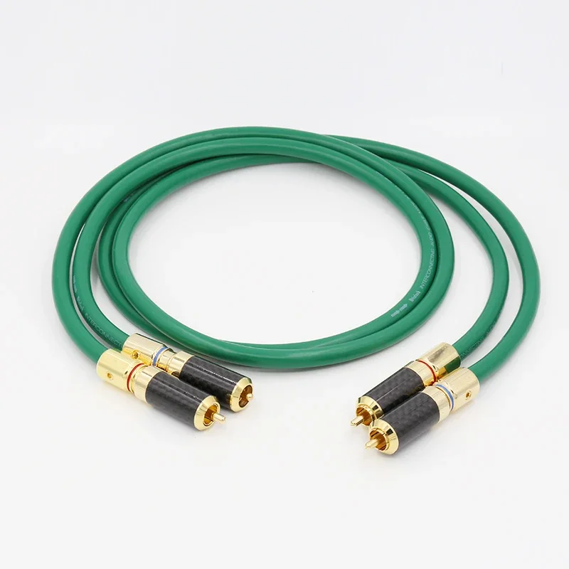 

HIFI RCA Cable Audio Signal Cable 2RCA Stereo Cable Interconnect Carbon Fiber Gold Plated RCA Plug For Amplifier