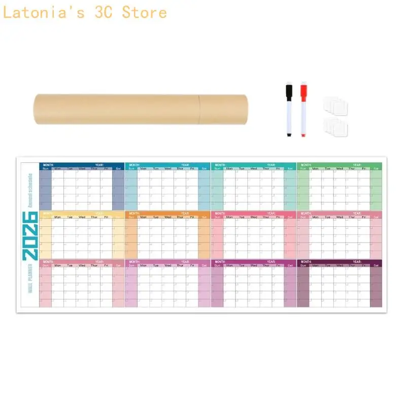 2026 Kalender mit Ganzjahresansicht, Wandplaner, 100 x 42 löschbarer Wandkalender, Jahresplaner für die tägliche Planung – Detail 2