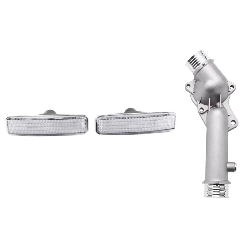 

Thermostat Housing For Bmw E39 528I 1997 1998 With 1 Pair Light Lamp Housing White Lens Replacement For Bmw 5 Series