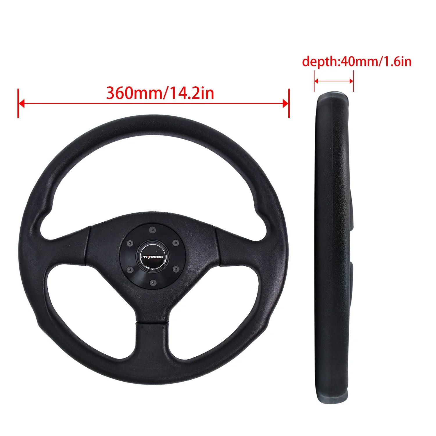 360mm 40mm Black PU Material Steering Wheel Modified Universal Wheel with No Hole Bracket