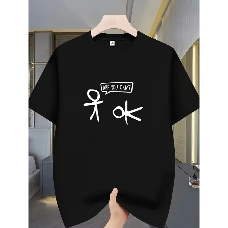 Funny Are You Okay Stickman Graphic T Shirt Men Women Summer Short Sleeve Casual Humor Sarcastic Harajuku Unisex Streetwear Tops