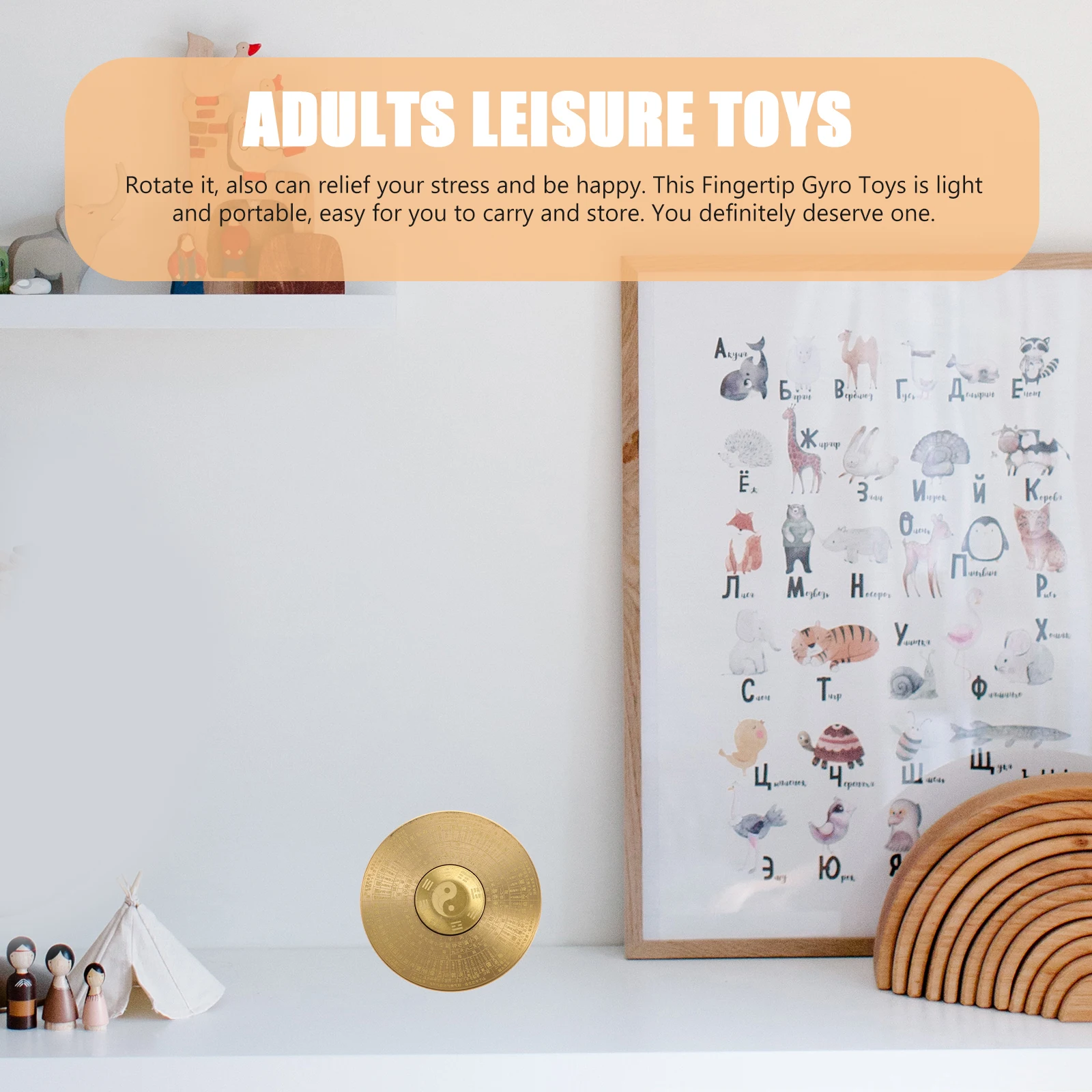 

Portable Compass Handle Finger Gyro Toys Vintage Rotating Taichi Brass Fingertip Ornaments Stress Relief Adults Leisure Metal