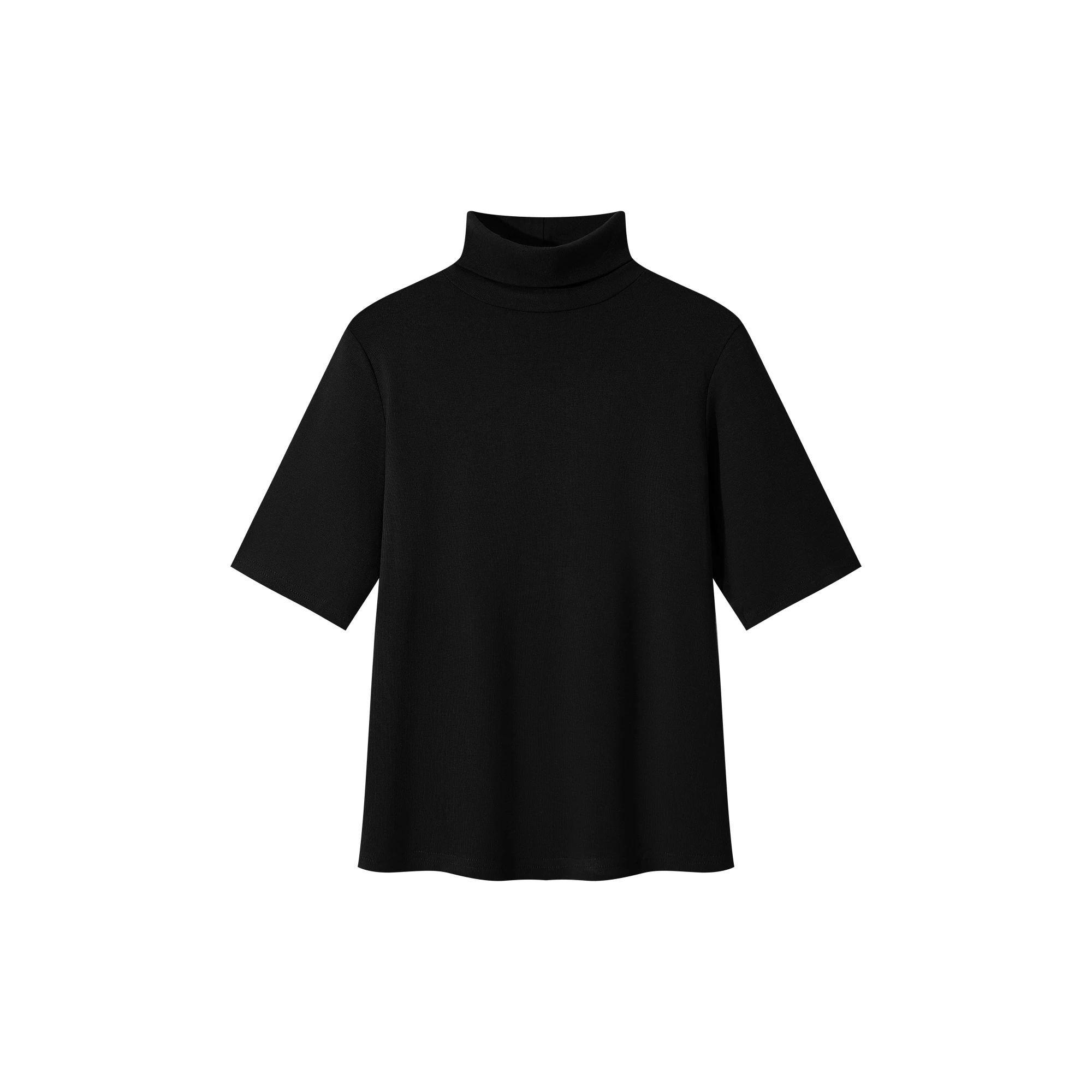 2026 Herbst Winter Damen T-Shirt Rollkragen Kurzarm-Shirt Stilvolles Einfarbiges Schlankes Weiches Basic-Layering-Unterhemd Lässiges Strick-Oberteil – Detail 7