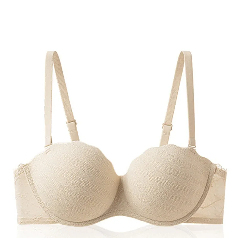Sexy Lace Beauty Back Push Up Bra Women Jacquard Support Lift Anti-Armpit Fat Small Breast Full Cup No Empty Daily 32-38 Sizes