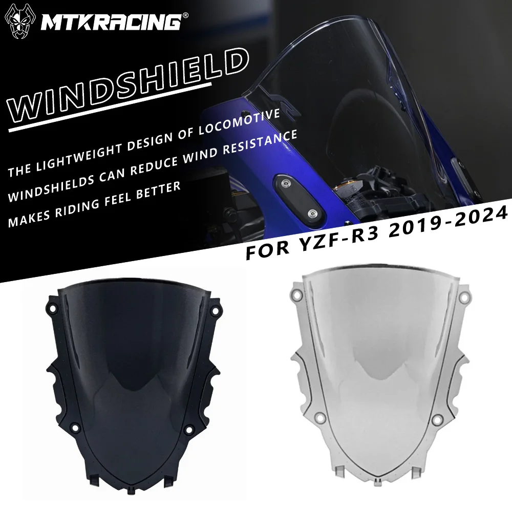 

MTKRACING Windshield For YAMAHA YZF-R3 2019-2024 Motorcycle Front Screen Windshield Fairing Windshield