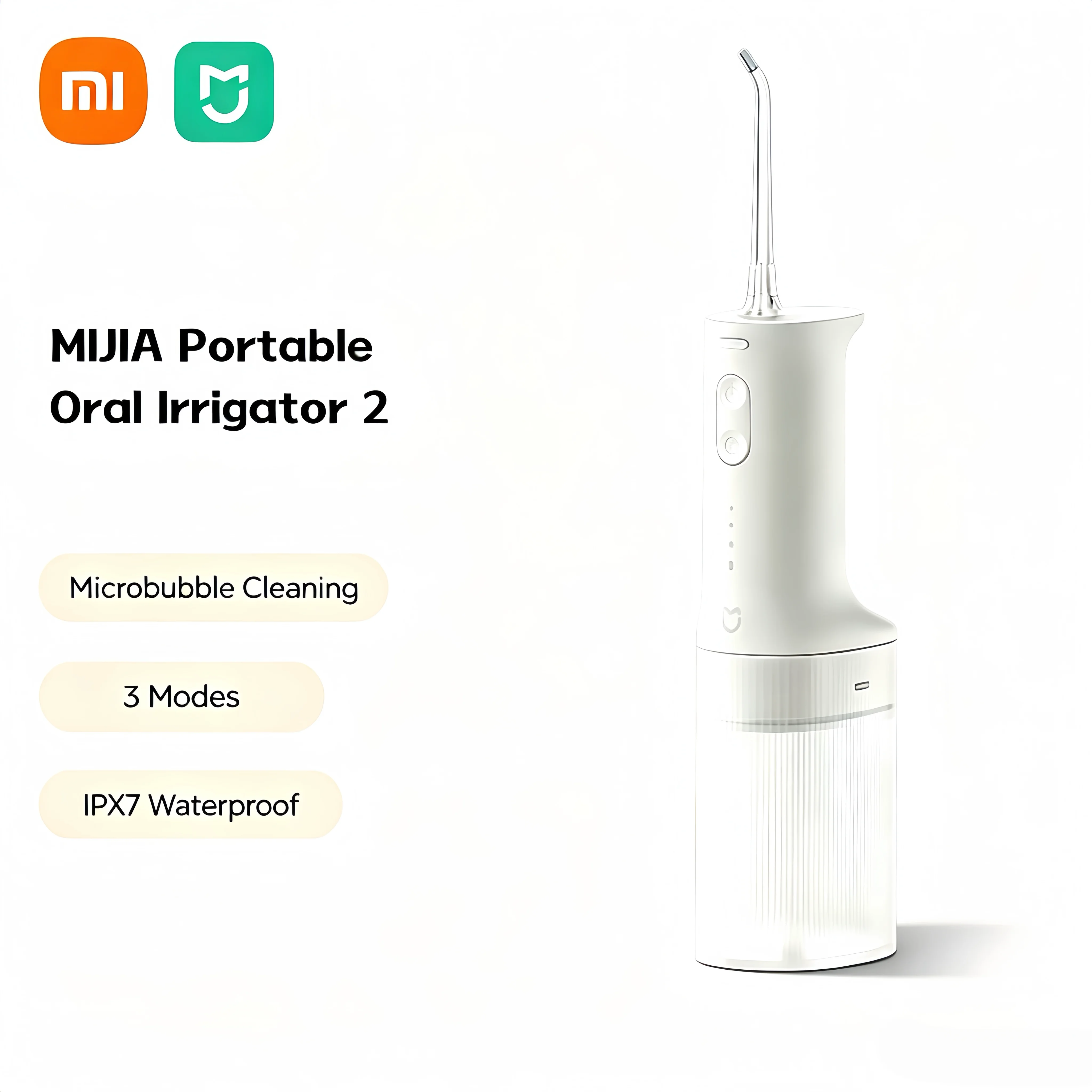 XIAOMI MIJIA Portable Oral Irrigator2 Dental Teeth Whitening Flosser bucal tooth Cleaner vibration waterpulse Water Thread