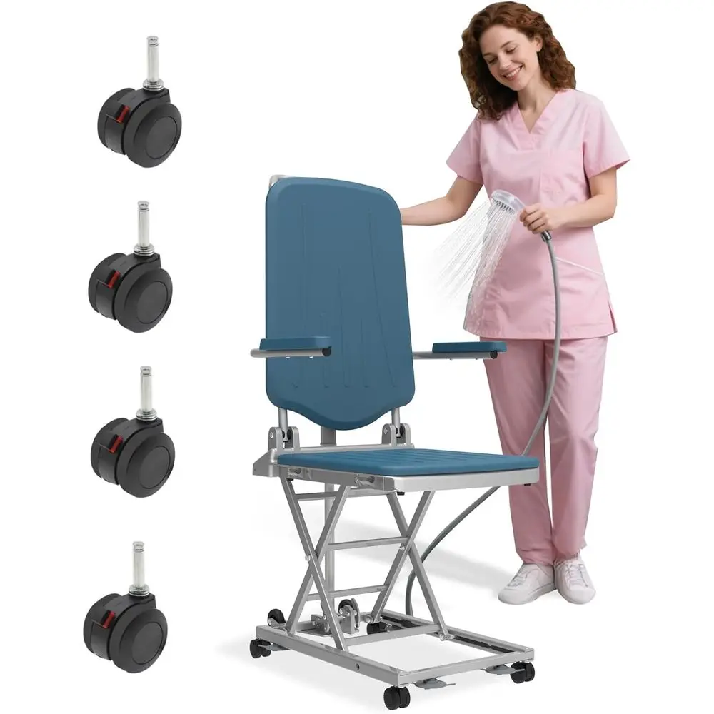 

Подъемное кресло для ванны для пожилых людей, емкость 500 фунтов, алюминиевый электрический, складной, водонепроницаемый, подушка из пенополиуретана, синий