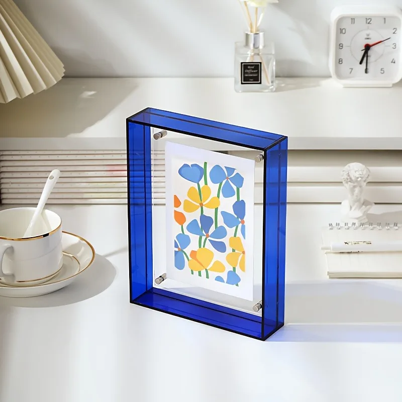 

1 шт. цветная акриловая фоторамка 15x19 см магнитный настенный дисплей домашний современный декор акриловый плакат фоторамка настенные декоры