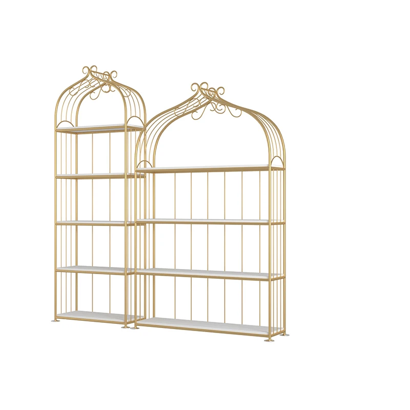 

American shelf, retro floor solid wood wrought iron baffle shelf, bookshelf, living room display rack, bird cage storage rack