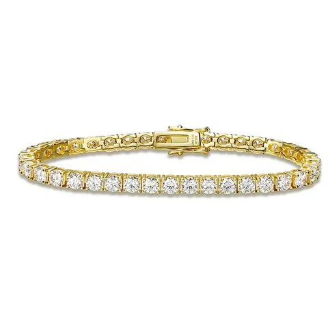 Smyoue 18k Gold Plated Moissanite Tennis Bracelet for Women 3/4/5mm Classic 925 Sterling Silver Certified Bracelet for Men Chain