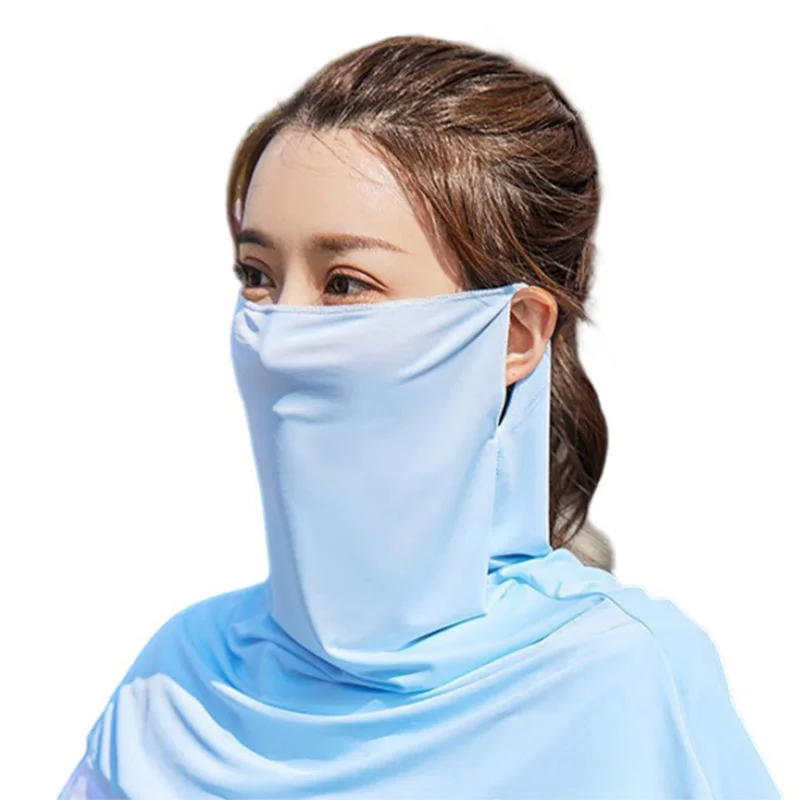 Outdoor Sport Sunscreen Mask Women Traceless Mask Ice Silk UV Protection Mask Summer Bike Cycling Breathable Thin Face Cover