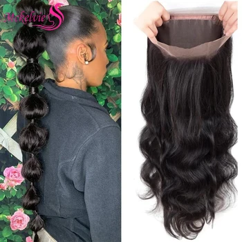 360 Frontale Del Merletto Dell'onda Del Corpo Dei Capelli Umani Brasiliani di Remy 100% Dei Capelli Umani Per La Donna di Alta Qualità Trasparente Frontale Del Merletto Uso Quotidiano