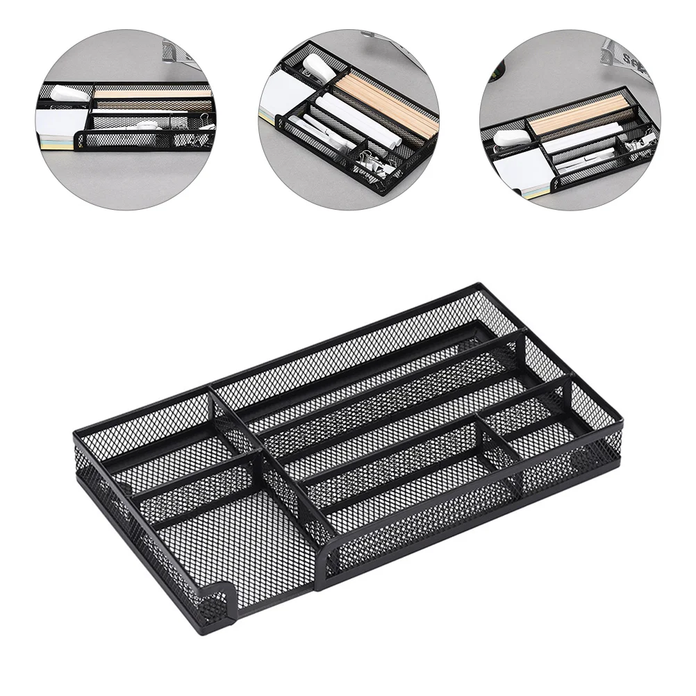 

Mesh Drawer Organizer Tray 6-Compartment Storage For Desk Organizers Desk Organizer Tray Anti-Slip Base