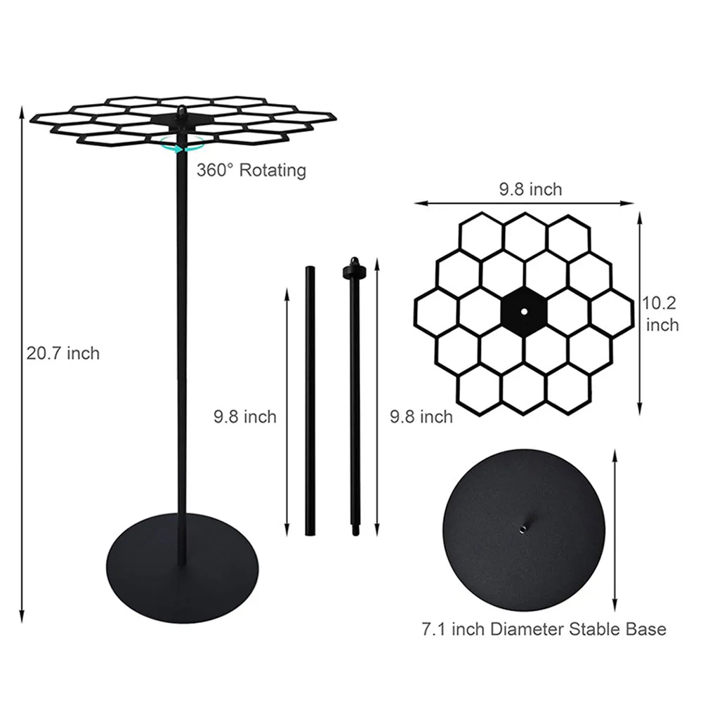 Medal Holder Medal Display Stand Home Decor Sports Events 360-degree Rotating Design Easy Installation Hexagonal Platter