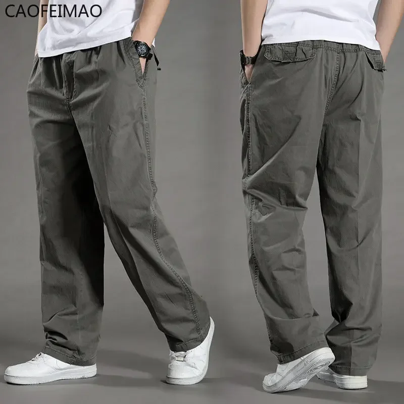 

Spring and Autumn New Men's Cargo Pants Large Size 5XL 6XL elastic waist Straight Tube Casual Pants Summer Thin Jogging Pants