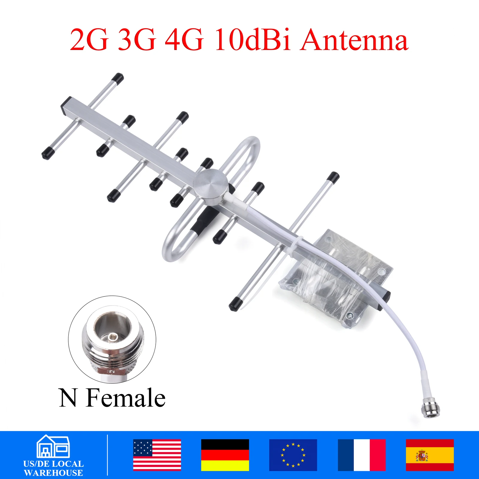 

Антенна Yagi (США) 2G/3G/4G LTE 10dBi, 698-2700 МГц, наружная, с разъемом N-типа, с удлинительным кабелем
