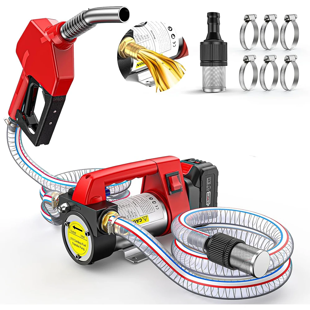 Taskstar 12GPM pompe de transfert de carburant Diesel sans fil avec 2x6.6FT tuyaux transfert de kérosène Diesel électrique pour broche de batterie Makita 18V